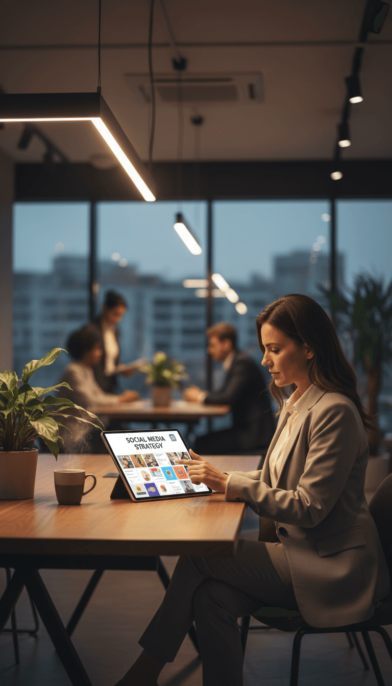 P&N MEDIA team member managing Instagram content strategy on tablet